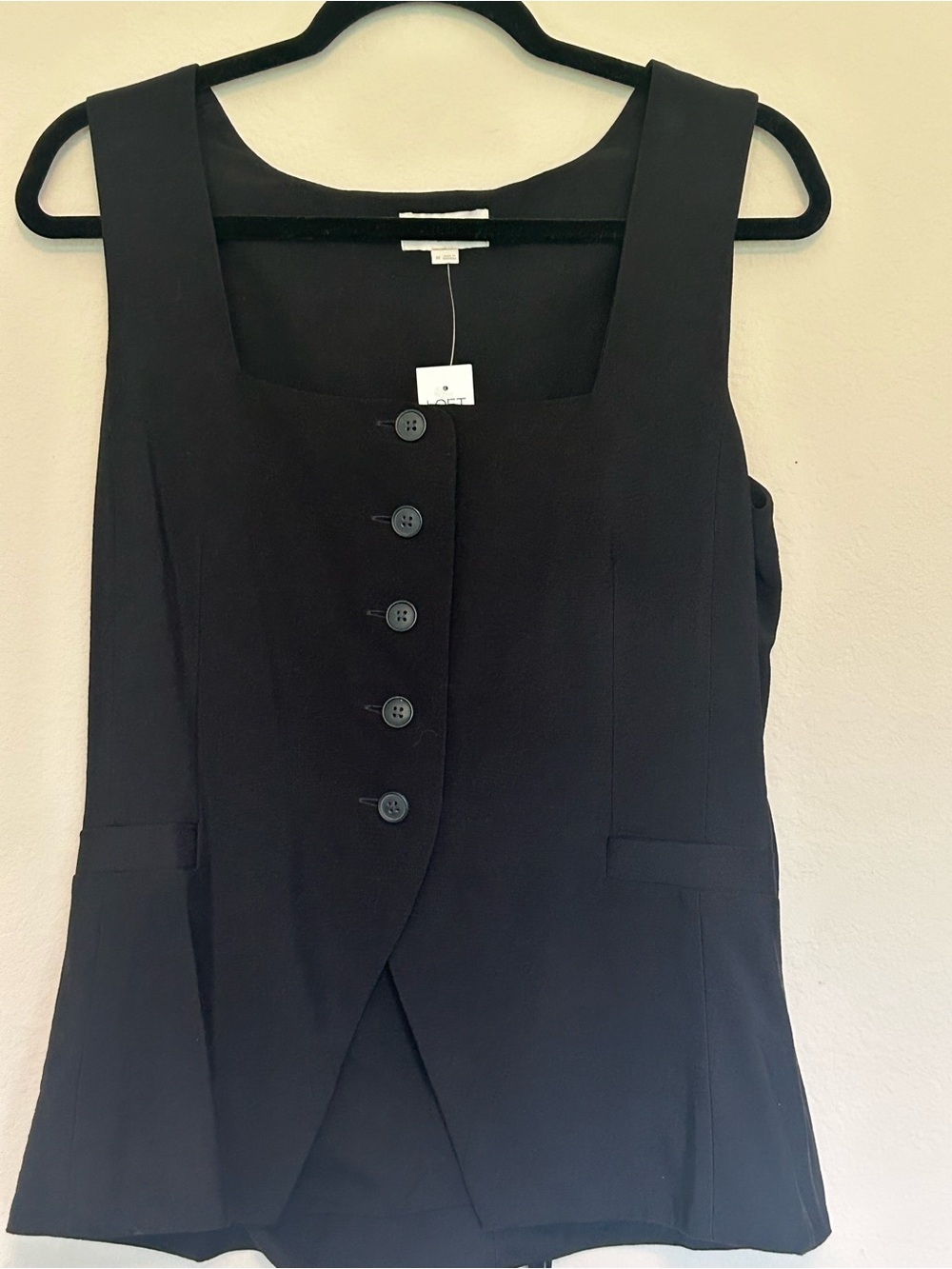 New Loft Versa Crepe Drape Button Down Vest/Top Women's US Size M